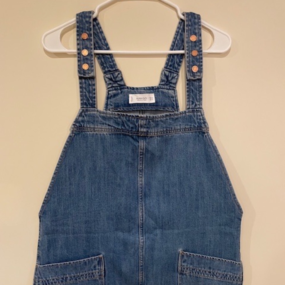 Mango - Denim Pinafore Jean Jumper Overall Mini Dress Blue Size Small